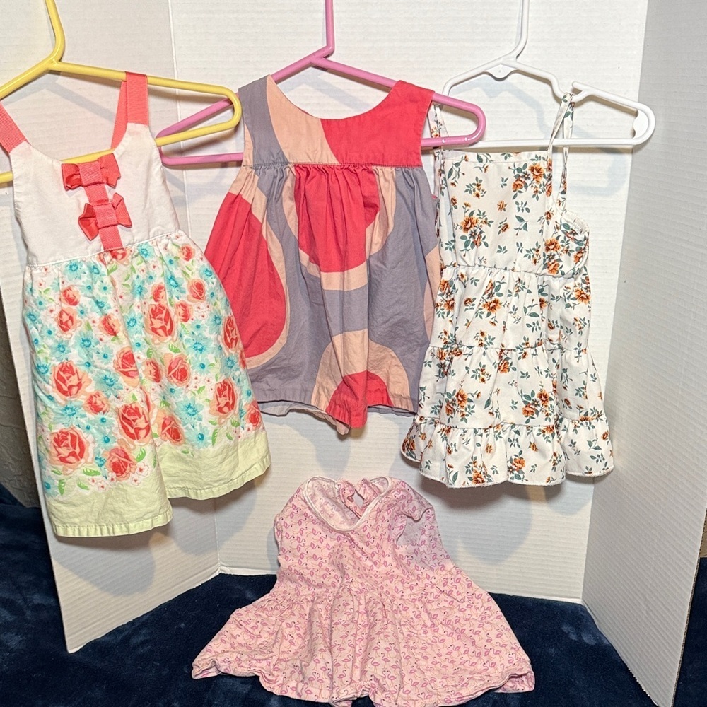 Baby Girl Dresses Bundle!- Pink&Gray, Red, White, Green